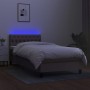 Box spring bed with mattress and LED lights taupe gray fabric 90x190 cm by vidaXL, Beds and slatted bases - Ref: Foro24-31333...