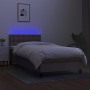 Box spring bed with mattress and LED lights taupe gray fabric 90x190 cm by vidaXL, Beds and slatted bases - Ref: Foro24-31334...