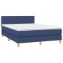 Box spring bed mattress and LED lights blue fabric 140x190 cm by vidaXL, Beds and slatted bases - Ref: Foro24-3133555, Price:...