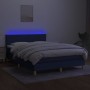 Box spring bed mattress and LED lights blue fabric 140x190 cm by vidaXL, Beds and slatted bases - Ref: Foro24-3133555, Price:...