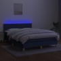 Boxspringbettmatratze und LED-Leuchten aus blauem Stoff 140x190 cm von vidaXL, Betten und Lattenroste - Ref: Foro24-3133635, ...