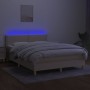 Cama box spring colchón y luces LED tela crema 140x190 cm de vidaXL, Camas y somieres - Ref: Foro24-3133634, Precio: 453,31 €...