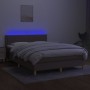 Boxspringbett mit Matratze und LED-Leuchten taupegrauer Stoff 140x190 cm von vidaXL, Betten und Lattenroste - Ref: Foro24-313...