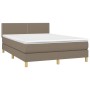 Boxspringbett mit Matratze und LED-Leuchten taupegrauer Stoff 140x190 cm von vidaXL, Betten und Lattenroste - Ref: Foro24-313...