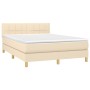 Box spring bed mattress and LED lights cream fabric 140x190 cm by vidaXL, Beds and slatted bases - Ref: Foro24-3133714, Price...