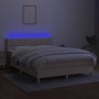 Box spring bed mattress and LED lights cream fabric 140x190 cm by vidaXL, Beds and slatted bases - Ref: Foro24-3133714, Price...