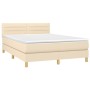 Box spring bed mattress and LED lights cream fabric 140x190 cm by vidaXL, Beds and slatted bases - Ref: Foro24-3133794, Price...