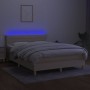 Box spring bed mattress and LED lights cream fabric 140x190 cm by vidaXL, Beds and slatted bases - Ref: Foro24-3133794, Price...