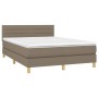 Boxspringbett mit Matratze und LED-Leuchten taupegrauer Stoff 140x190 cm von vidaXL, Betten und Lattenroste - Ref: Foro24-313...