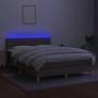 Boxspringbett mit Matratze und LED-Leuchten taupegrauer Stoff 140x190 cm von vidaXL, Betten und Lattenroste - Ref: Foro24-313...