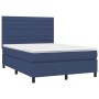 Cama box spring colchón y luces LED tela azul 140x190 cm de vidaXL, Camas y somieres - Ref: Foro24-3134955, Precio: 520,49 €,...