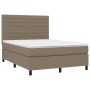 Boxspringbett mit Matratze und LED-Leuchten taupegrauer Stoff 140x190 cm von vidaXL, Betten und Lattenroste - Ref: Foro24-313...