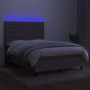 Boxspringbett mit Matratze und LED-Leuchten taupegrauer Stoff 140x190 cm von vidaXL, Betten und Lattenroste - Ref: Foro24-313...