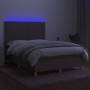 Box spring bed with mattress and LED lights taupe gray fabric 140x190 cm by vidaXL, Beds and slatted bases - Ref: Foro24-3135...