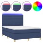 Box spring bed mattress and LED lights blue fabric 140x190 cm by vidaXL, Beds and slatted bases - Ref: Foro24-3135515, Price:...