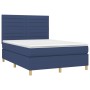 Box spring bed mattress and LED lights blue fabric 140x190 cm by vidaXL, Beds and slatted bases - Ref: Foro24-3135515, Price:...