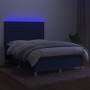 Box spring bed mattress and LED lights blue fabric 140x190 cm by vidaXL, Beds and slatted bases - Ref: Foro24-3135515, Price:...