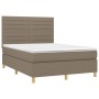 Box spring bed with mattress and LED lights taupe gray fabric 140x190 cm by vidaXL, Beds and slatted bases - Ref: Foro24-3135...