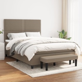 Box spring bed with taupe gray fabric mattress 140x190 cm by vidaXL, Beds and slatted bases - Ref: Foro24-3136513, Price: 573...