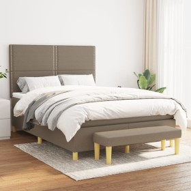 Cama box spring con colchón tela gris taupe 140x190 cm de vidaXL, Camas y somieres - Ref: Foro24-3137073, Precio: 581,48 €, D...