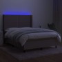 Boxspringbett mit Matratze und LED-Leuchten taupegrauer Stoff 140x190 cm von vidaXL, Betten und Lattenroste - Ref: Foro24-313...