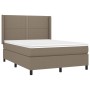 Boxspringbett mit Matratze und LED-Leuchten taupegrauer Stoff 140x190 cm von vidaXL, Betten und Lattenroste - Ref: Foro24-313...