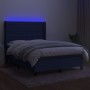 Box spring bed mattress and LED lights blue fabric 140x190 cm by vidaXL, Beds and slatted bases - Ref: Foro24-3138395, Price:...