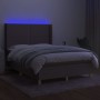 Boxspringbett mit Matratze und LED-Leuchten taupegrauer Stoff 140x190 cm von vidaXL, Betten und Lattenroste - Ref: Foro24-313...