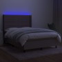 Box spring bed with mattress and LED lights taupe gray fabric 140x190 cm by vidaXL, Beds and slatted bases - Ref: Foro24-3138...