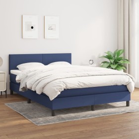 Box spring bed with blue fabric mattress 140x190 cm by vidaXL, Beds and slatted bases - Ref: Foro24-3139895, Price: 400,80 €,...