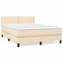 Box spring bed with cream fabric mattress 140x190 cm by vidaXL, Beds and slatted bases - Ref: Foro24-3139974, Price: 446,41 €...