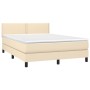 Box spring bed with cream fabric mattress 140x190 cm by vidaXL, Beds and slatted bases - Ref: Foro24-3139974, Price: 446,41 €...