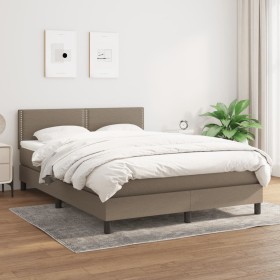 Box spring bed with taupe gray fabric mattress 140x190 cm by vidaXL, Beds and slatted bases - Ref: Foro24-3139973, Price: 437...