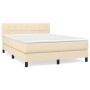 Box spring bed with cream fabric mattress 140x190 cm by vidaXL, Beds and slatted bases - Ref: Foro24-3140054, Price: 449,91 €...