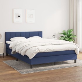 Box spring bed with blue fabric mattress 140x190 cm by vidaXL, Beds and slatted bases - Ref: Foro24-3140055, Price: 451,96 €,...