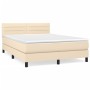 Box spring bed with cream fabric mattress 140x190 cm by vidaXL, Beds and slatted bases - Ref: Foro24-3140134, Price: 449,38 €...