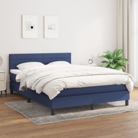 Box spring bed with blue fabric mattress 140x190 cm by vidaXL, Beds and slatted bases - Ref: Foro24-3140135, Price: 401,99 €,...