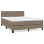 Box spring bed with taupe gray fabric mattress 140x190 cm by vidaXL, Beds and slatted bases - Ref: Foro24-3140133, Price: 441...