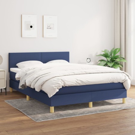 Box spring bed with blue fabric mattress 140x190 cm by vidaXL, Beds and slatted bases - Ref: Foro24-3140455, Price: 420,04 €,...