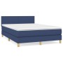 Box spring bed with blue fabric mattress 140x190 cm by vidaXL, Beds and slatted bases - Ref: Foro24-3140455, Price: 420,04 €,...