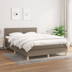 Box spring bed with taupe gray fabric mattress 140x190 cm by vidaXL, Beds and slatted bases - Ref: Foro24-3140533, Price: 439...