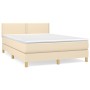 Box spring bed with cream fabric mattress 140x190 cm by vidaXL, Beds and slatted bases - Ref: Foro24-3140534, Price: 448,57 €...