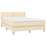 Box spring bed with cream fabric mattress 140x190 cm by vidaXL, Beds and slatted bases - Ref: Foro24-3140534, Price: 448,57 €...