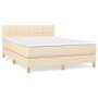 Box spring bed with cream fabric mattress 140x190 cm by vidaXL, Beds and slatted bases - Ref: Foro24-3140614, Price: 452,13 €...