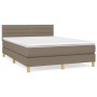 Box spring bed with taupe gray fabric mattress 140x190 cm by vidaXL, Beds and slatted bases - Ref: Foro24-3140693, Price: 452...