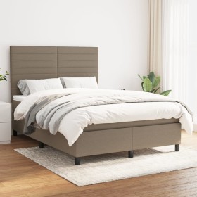 Box spring bed with taupe gray fabric mattress 140x190 cm by vidaXL, Beds and slatted bases - Ref: Foro24-3141853, Price: 538...