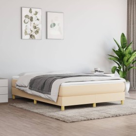 Cama box spring con colchón tela color crema 140x190 cm de vidaXL, Camas y somieres - Ref: Foro24-3144172, Precio: 377,99 €, ...