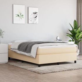 Box spring bed with cream fabric mattress 140x190 cm by vidaXL, Beds and slatted bases - Ref: Foro24-3144420, Price: 398,99 €...