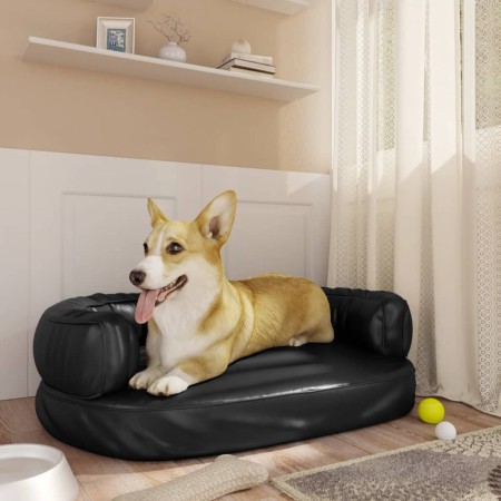 Black synthetic leather foam dog bed 60x42 cm by vidaXL, Beds for dogs - Ref: Foro24-171322, Price: 34,71 €, Discount: %