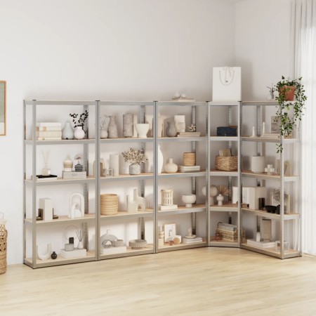 Shelving 5 levels 5 units steel plywood silver by vidaXL, Industrial shelving - Ref: Foro24-3154164, Price: 182,76 €, Discoun...